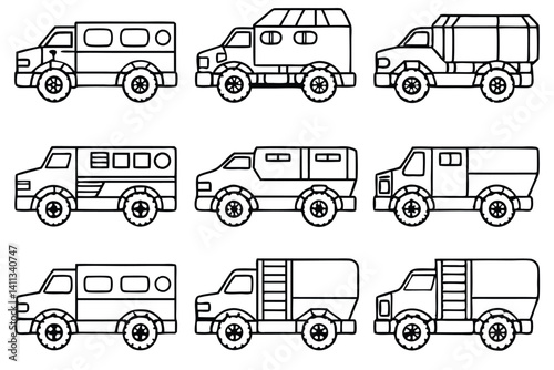 titanhauler gx8 line art sleek robotic vehicle blueprint