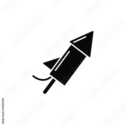Black Silhouette Icon Of A Rocket Flying Upward With Smoke Trail