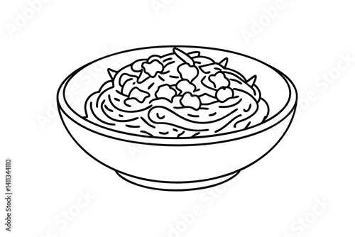 pad thai line art creative noodle dish in sketch form
