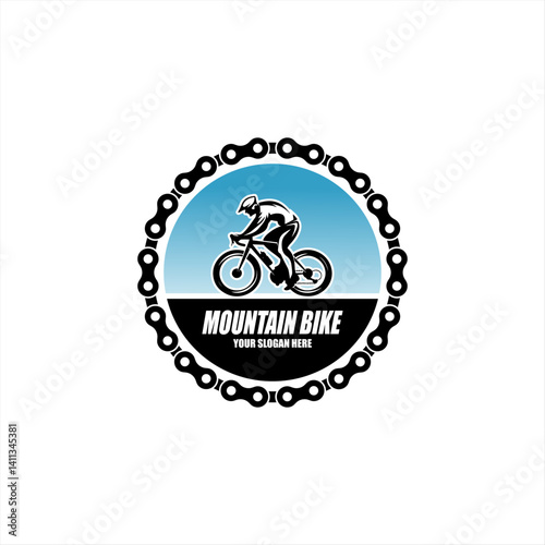 cycling race stylized symbol, outlined cyclist vector silhouette