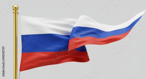 Free Download Waving Russian Flag on a Golden Pole: A 3D Render of National Pride and Symbolism - GFXLoad