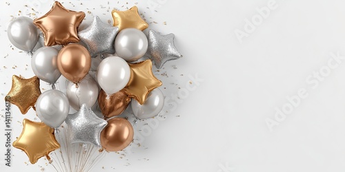 Wallpaper Mural Elegant Gold and Silver Balloons with Confetti for Celebration Torontodigital.ca