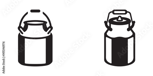 Silhouette of a traditional milk can set in vector design