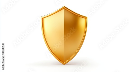 Golden shield icon vector symbolizing protection security and safety shiny