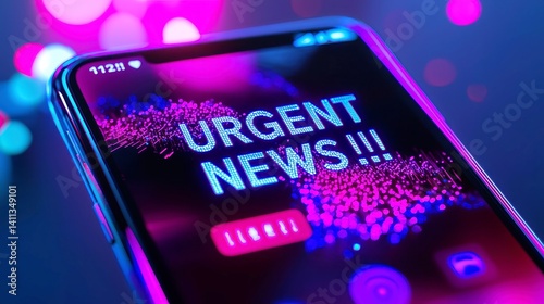 Glitchy Urgent Notifications on Smartphone Lock Screen, dynamic text effects, attention-grabbing alerts, modern digital communication, sense of urgency, vibrant colors