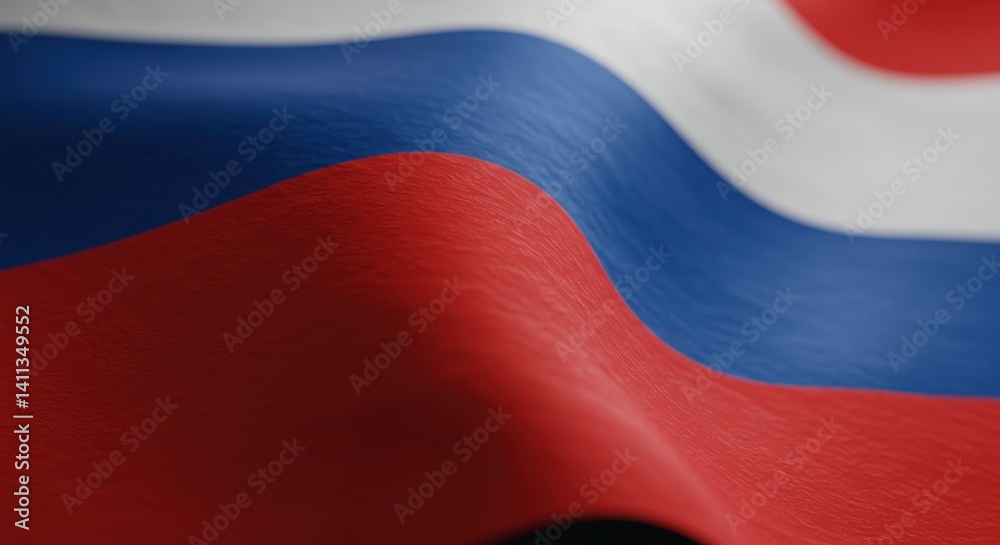 Naklejka premium Close Up View of a Waving Russian Flag: A National Symbol of Russia