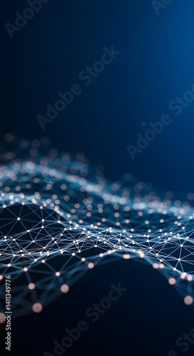 Modern abstract network science connection technology gold line premium dot and graphic design. connect, on hi tech future blue background network, banner