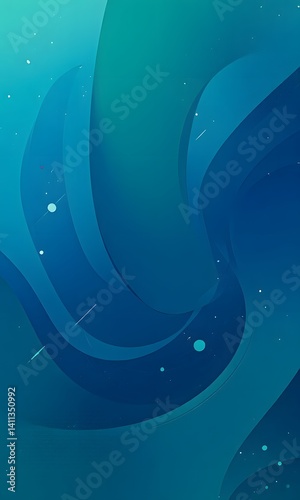 A wave of paper cut blue and teal lines.