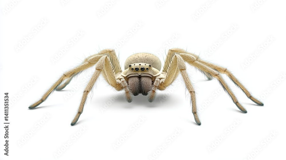 Obraz premium Striking closeup jumping spider on white background exploring the intricate details of an arachnid marvel