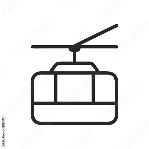 Cable Car Line Icon Vector. Mountain Gondola Lift