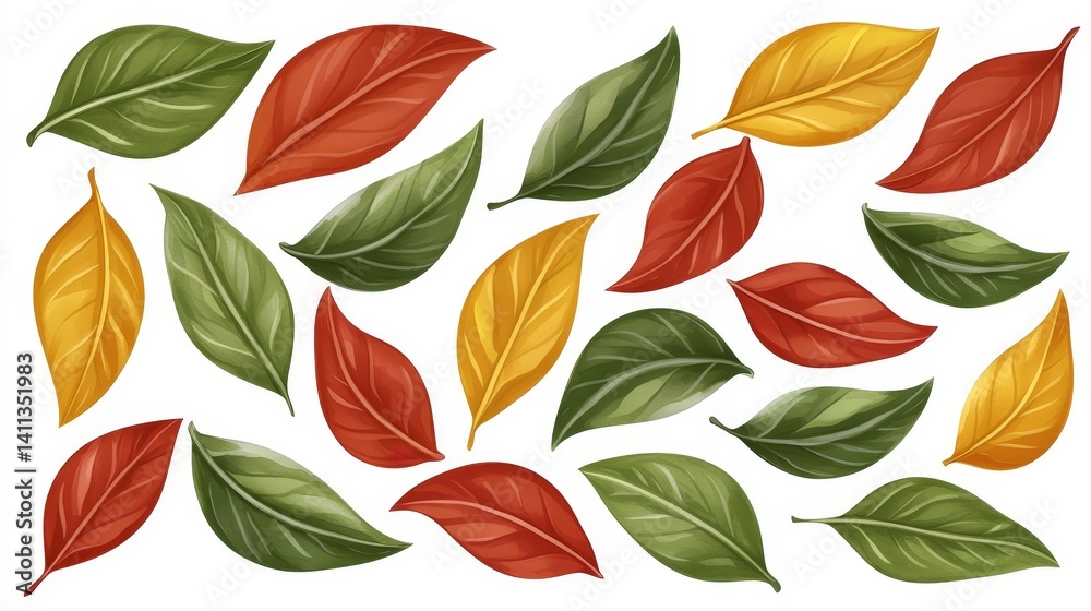 Obraz premium Autumn leaves set highquality fall foliage graphics for seasonal designs