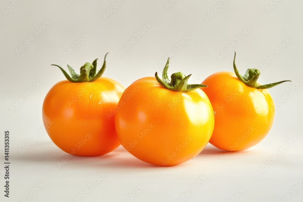 Three bright yellow tomatoes