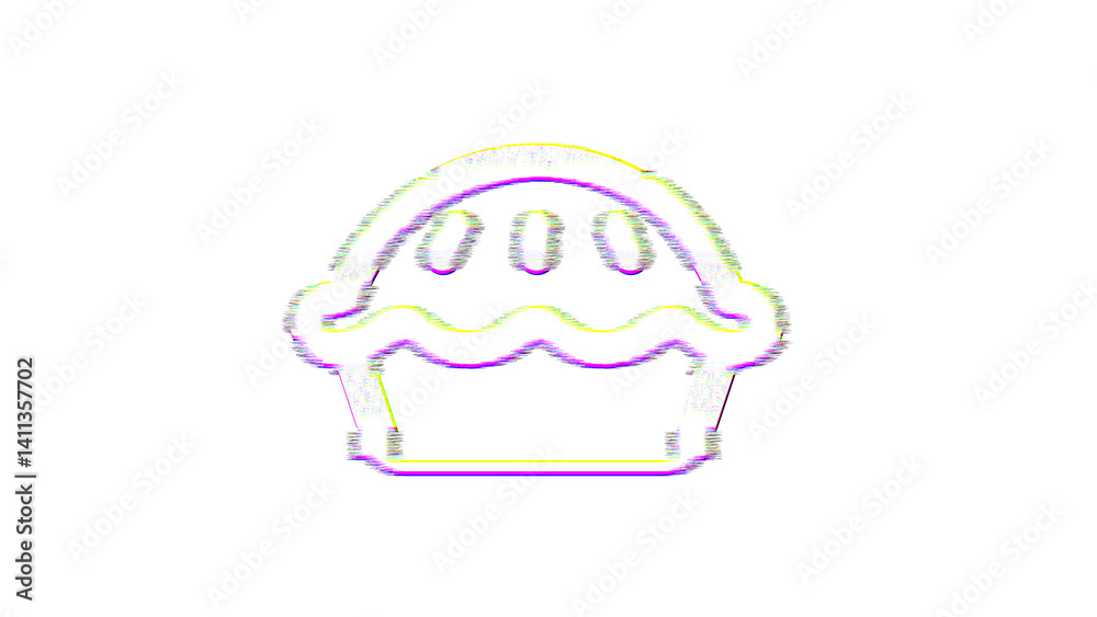 Icon pie is distorted. Glitch. Noise, chromatic aberration, geometric distortion Icon pie is distorted. Glitch. Noise, chromatic aberration, geometric distortion