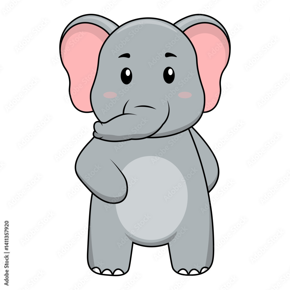 Naklejka premium Cute Elephant Illustration on White Background. Vector Cartoon Character.