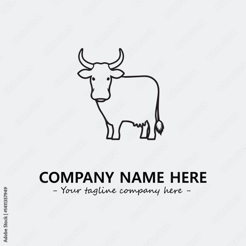 Cow illustration black and white for logo company vector image
Cow illustration black and white for logo company vector image