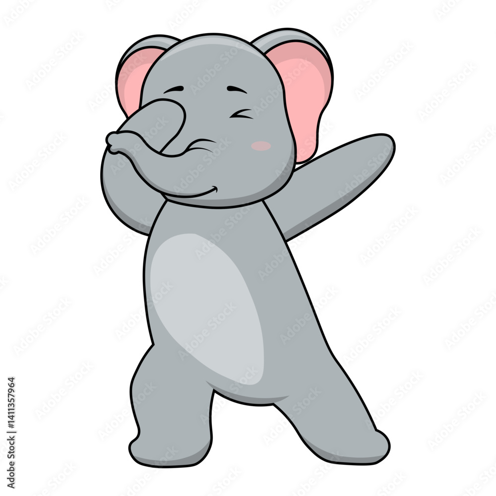 Fototapeta premium Cute Elephant Illustration on White Background. Vector Cartoon Character.