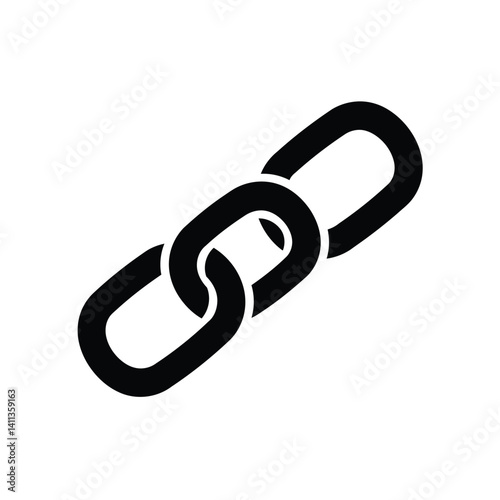 Linked Chains Connectivity Concept Black Silhouette On White Background Symbol Illustration