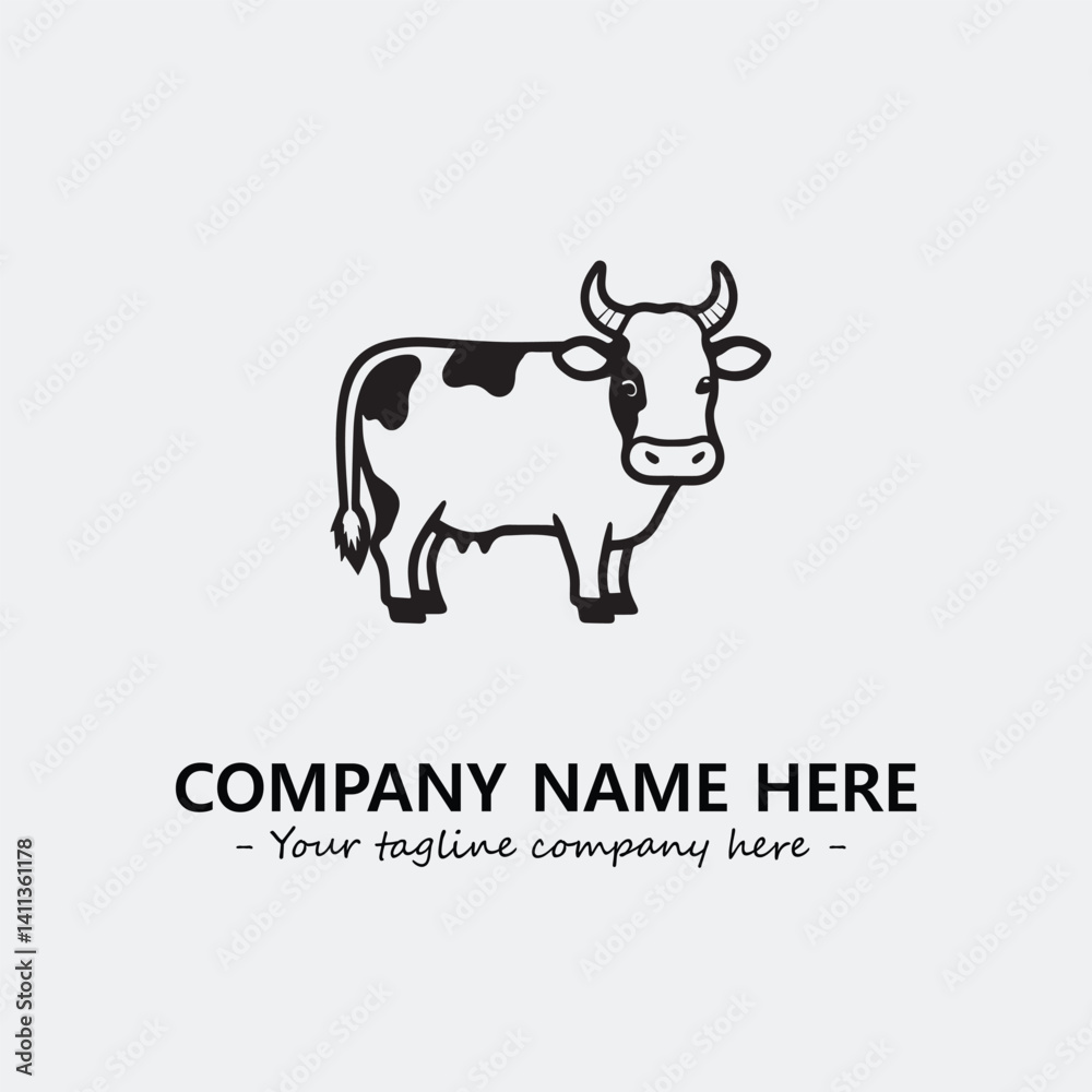 Cow illustration black and white for logo company vector image
Cow illustration black and white for logo company vector image