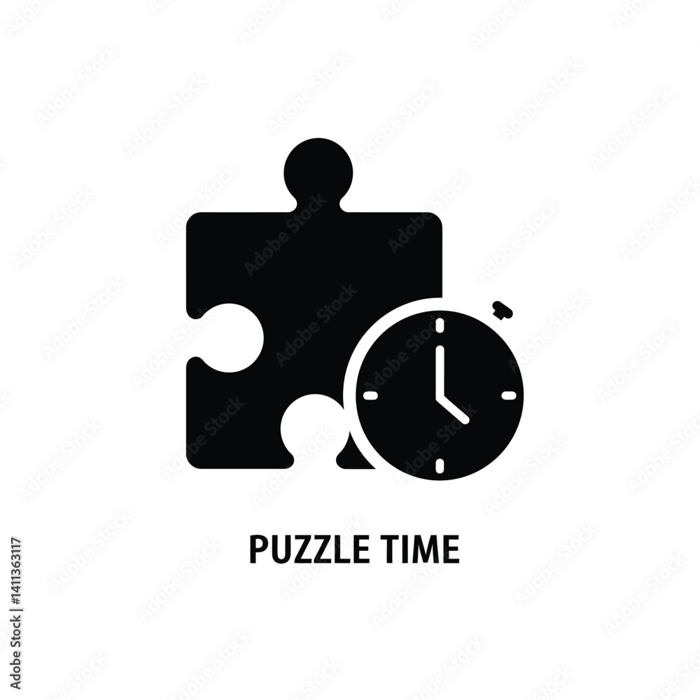 Puzzle Piece With Clock Icon Time Management Problem Solving Concept Puzzle Piece With Clock Icon Time Management Problem Solving Concept