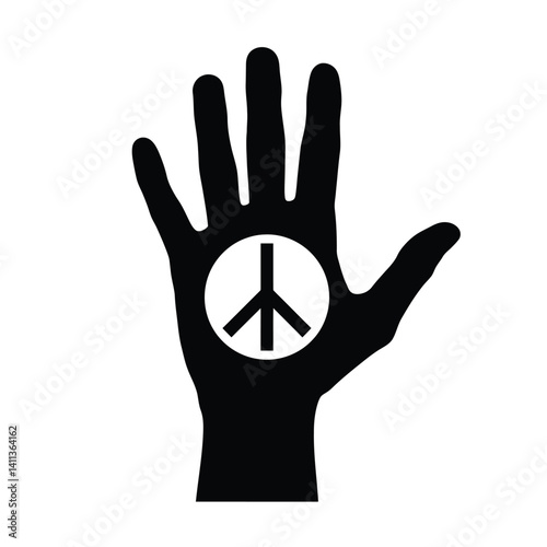 Peace Symbol Inside Hand Silhouette Representing Harmony And International Understanding