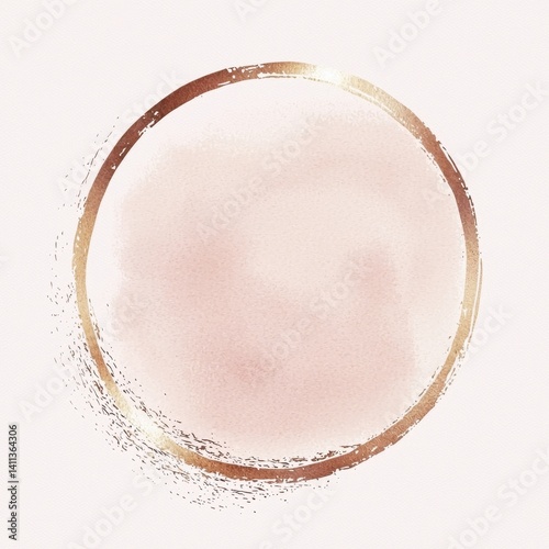 Blush Pink Watercolor Wash Surrounded by a Textured Rose Gold Metallic Frame on a Clean White Background for Elegant Design Aesthetic and Decor Ideas