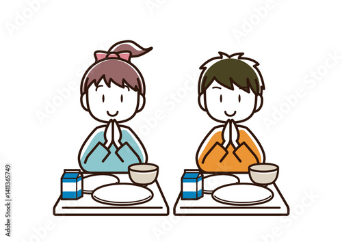 給食を食べた子供