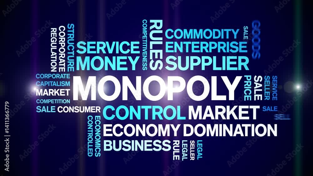 Monopoly animated word cloud;text design animation tag kinetic typography seamless loop.