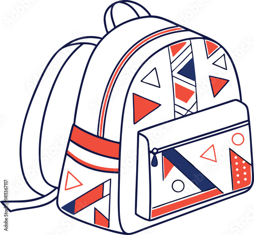 School backpack illustration vector design isolated on white background.