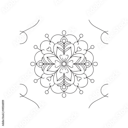 Fotografía Floral Mandala Outline for Adult Coloring