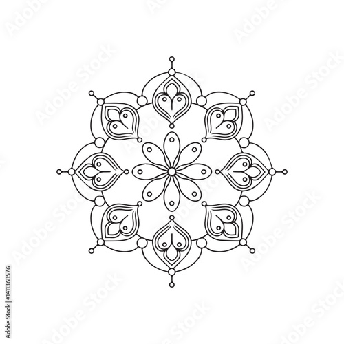 vector illustration of a floral ornament. Intricate Floral Mandala Printable Artwork