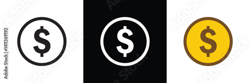Doller Currency symbol icons set. Money kind icon Collection of currency icons. Dollar, Euro, British Pound, Chinese Yuan and Bitcoin symbol sign in eps 10.