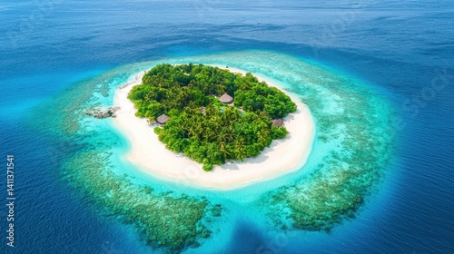 Aerial View of a Tropical Island Paradise