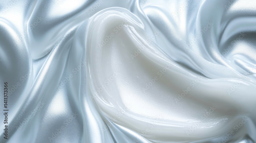 Obraz premium White Cream on Silver Satin Fabric