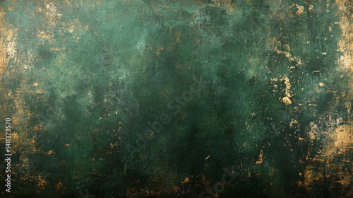 Dark Green and Gold Grunge Texture Background