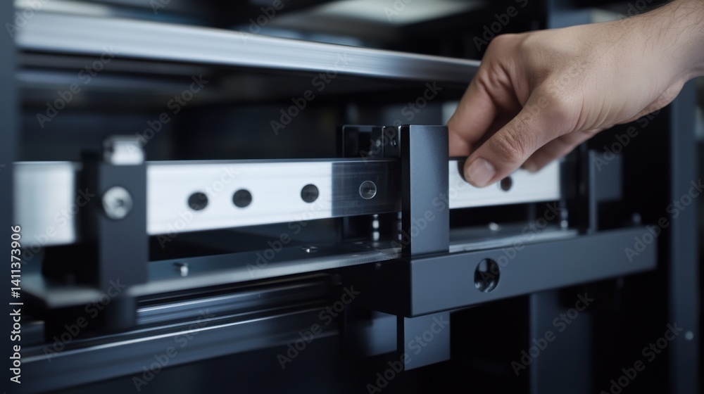 Fototapeta premium Technician checking the settings on a factory machine. Featuring accuracy and maintenance