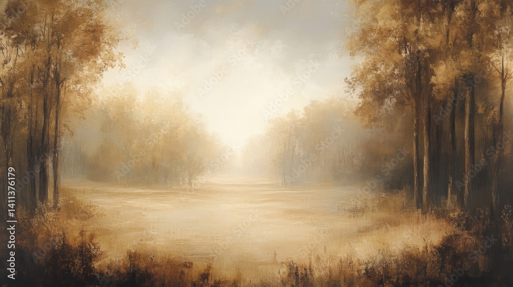 Fototapeta premium Golden Hour Woodland Path Landscape
