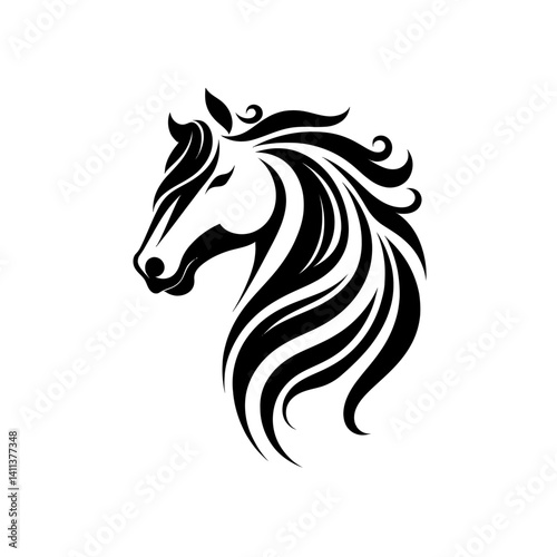 Horse head silhouette vector, graceful curve design, white background (1) [Converted]