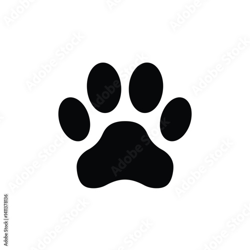 Black Paw Print Isolated On White Background Animal Footprint Design
