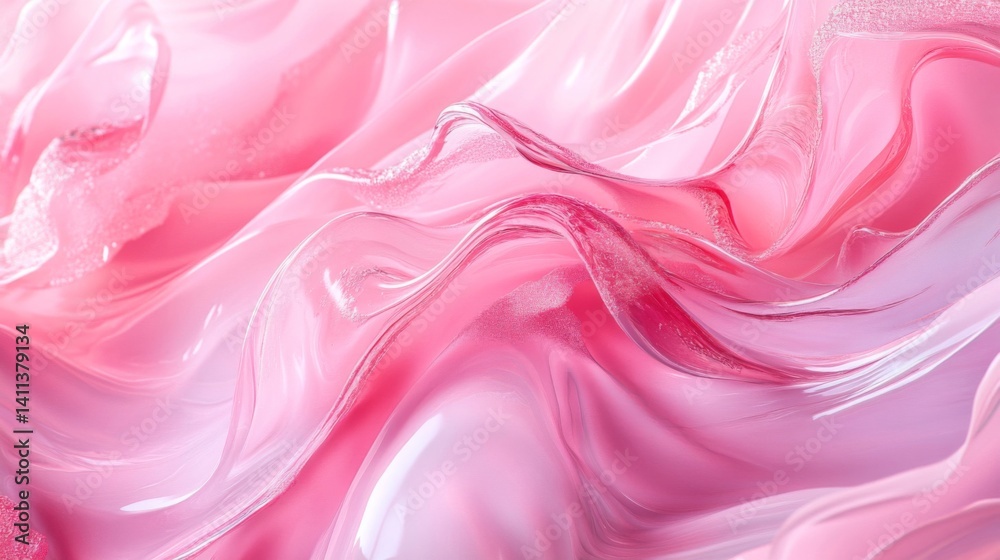 Fototapeta premium Pink Silk Fabric Texture with Soft Waves