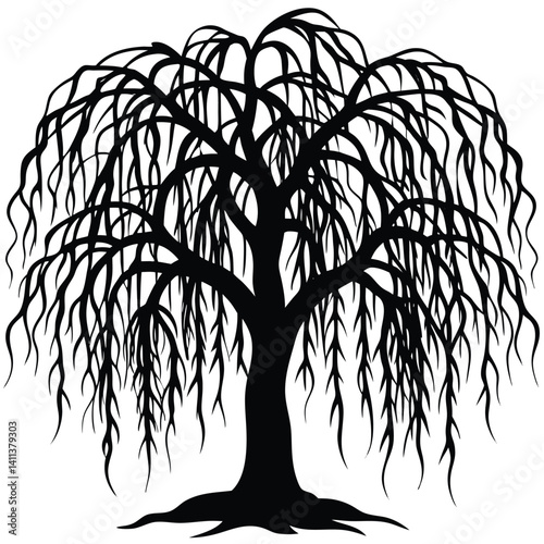 Willow Tree with Drooping Branches