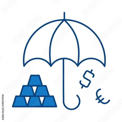Budget Saving Blue Line Icon. Startup, Success, Growth Editable Stroke Vector Illustration