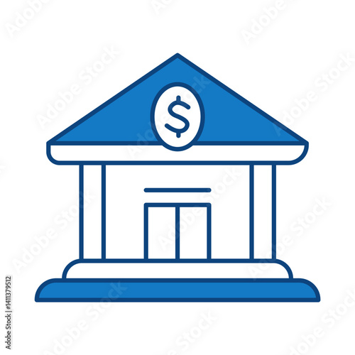 Bank Blue Line Icon. Startup, Success, Growth Editable Stroke Vector Illustration