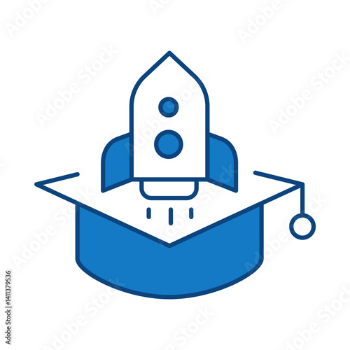 Education Startup Blue Line Icon. Startup, Success, Growth Editable Stroke Vector Illustration