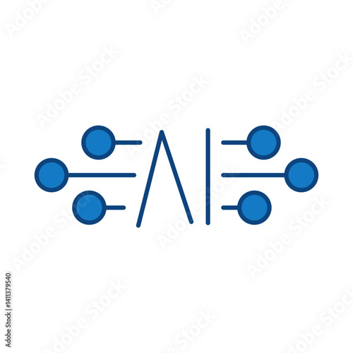 Artificial Intelligence Blue Line Icon. Startup, Success, Growth Editable Stroke Vector Illustration