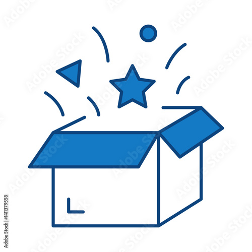 Gift Box Blue Line Icon. Startup, Success, Growth Editable Stroke Vector Illustration