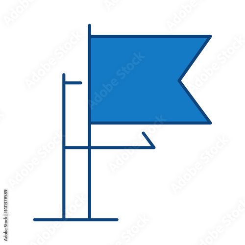 Flag Blue Line Icon. Startup, Success, Growth Editable Stroke Vector Illustration