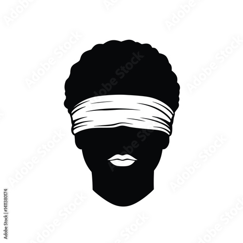 Blindfolded Person Black Silhouette Symbolizing Ignorance Injustice Or Lack Of Awareness Vector