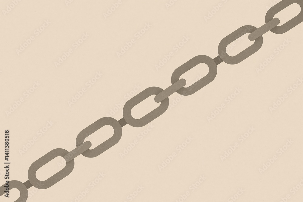 Fototapeta premium Simple illustration of a metallic chain diagonally positioned on a beige background