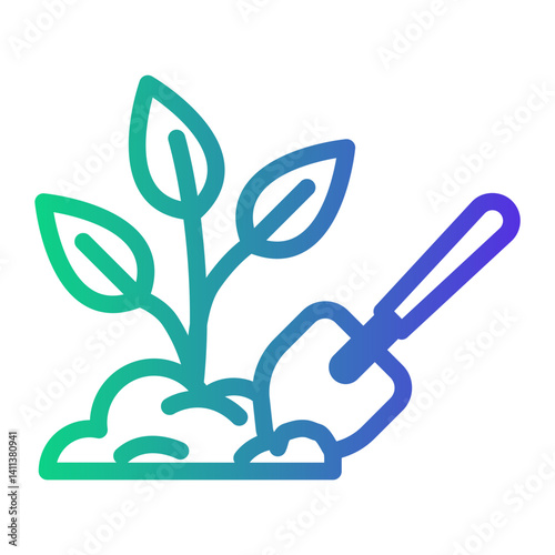 planting Line Gradient Icon