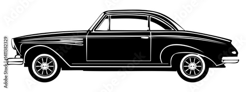 ビンテージな車のベクターによるモノクロームシルエット